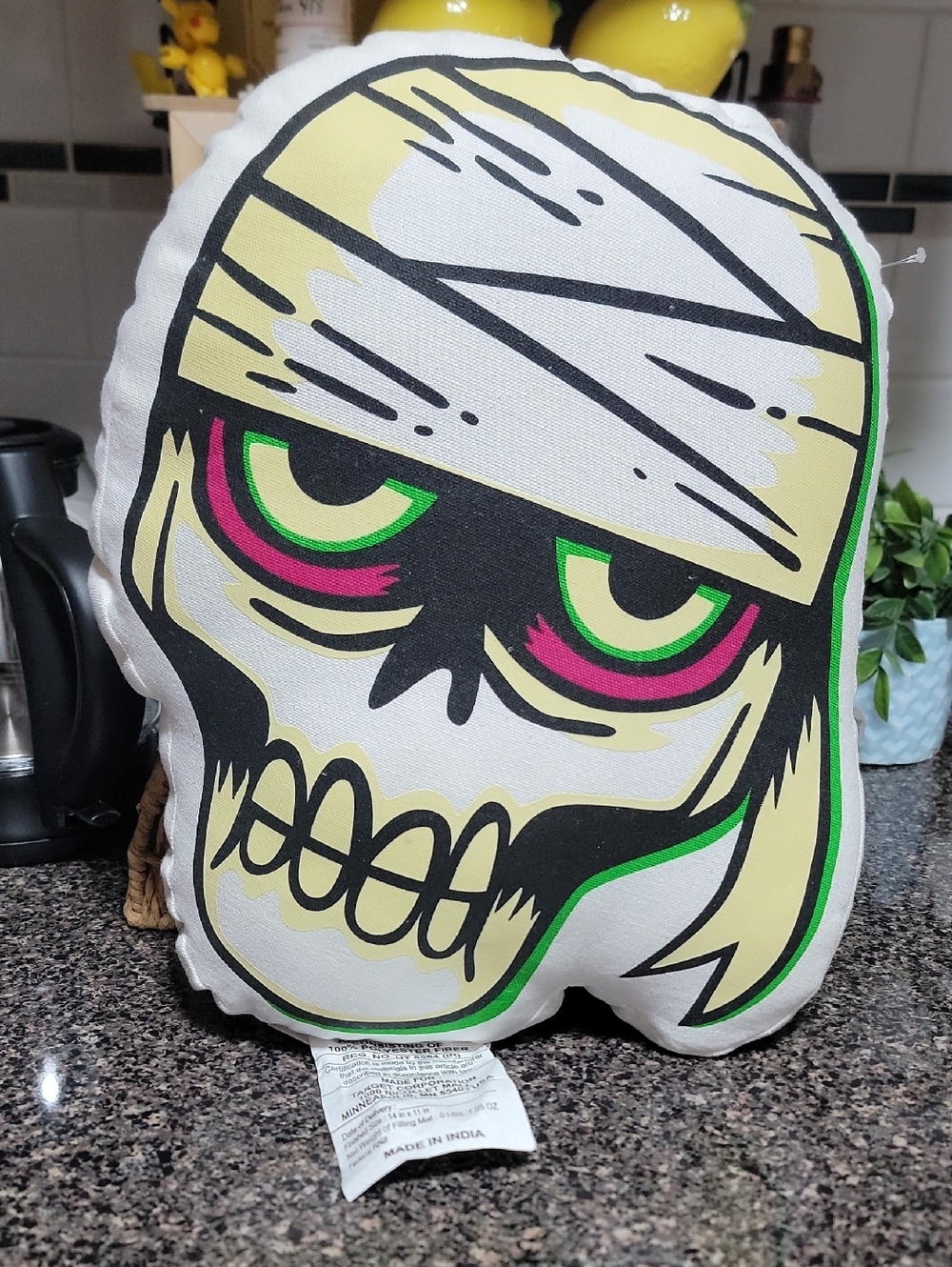 Hyde And EEK! Glow In The Dark Mummy Skull Throw Pillow 🎃👻